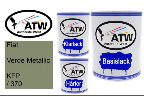 Fiat, Verde Metallic, KFP / 370: 1L Lackdose + 1L Klarlack + 500ml Härter - Set, von ATW Autoteile West.